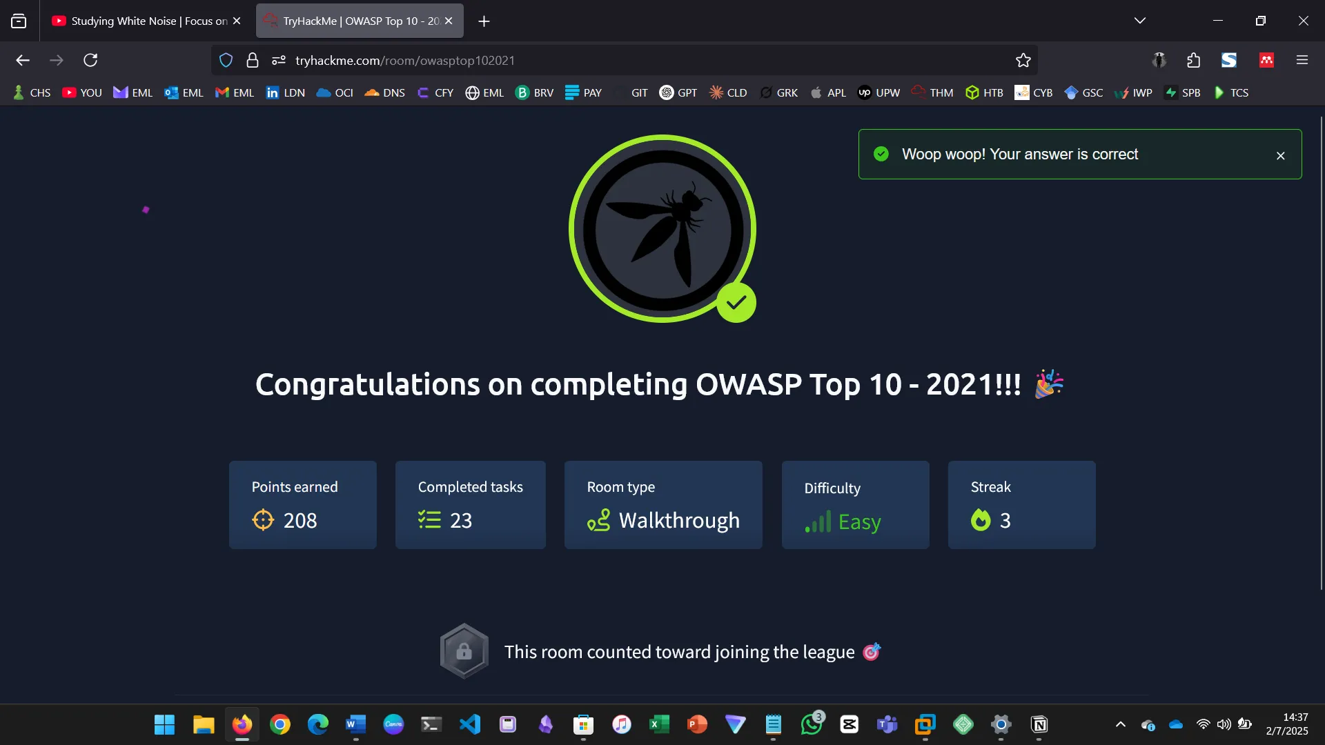 Completion screenshot